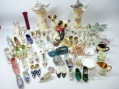 CHINA SHOE COLLECTION, a pair of Crown Devon vases and an assortment of other china, pottery and