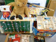 5FT SNOOKER TABLE, table football, Fisher Price games and toys and a very large Teddy Bear, a