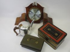 PIQUOT TEAPOT, classically shaped bookends, barometer and cash boxes