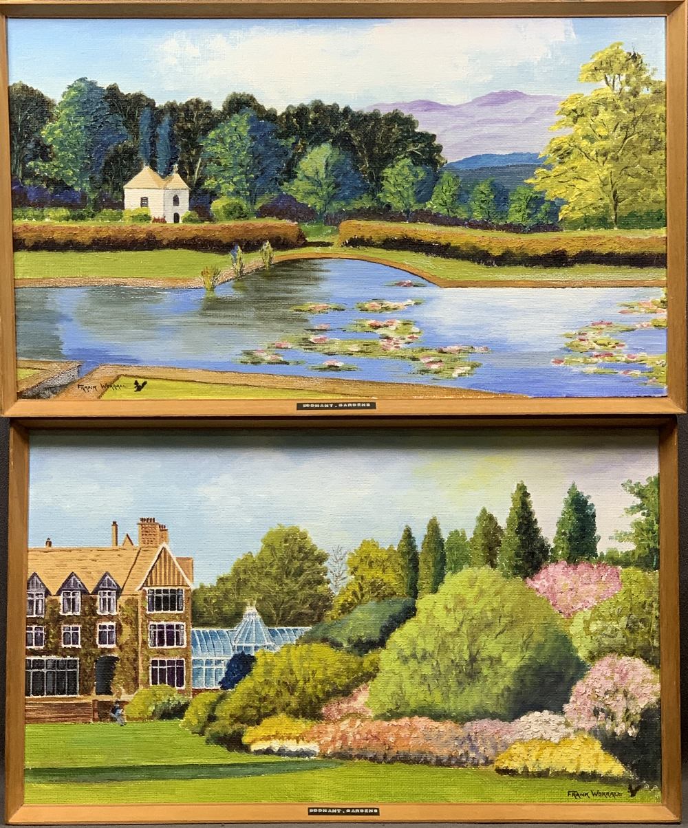 FRANK WORRALL FRCA a pair of naive oils on board - 1. The Lily Pond at Bodnant, and 2. The Residence - Image 3 of 4