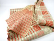 FINE RED & WHITE WELSH BLANKET, approx 220 x 170cms