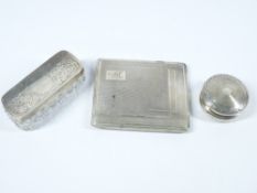 SMALL SILVER, 3 ITEMS to include a cigarette case, Birmingham 1936, maker Charles S Green & Co,