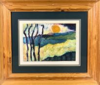 KIRK oil on card - impressionist style study of a sunset, signed lower right, dated 2/9314.5 x