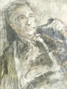 WILLIAM SELWYN watercolour - head and shoulders portrait of a pipe smoking Moss Williams, signed, 44