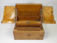 TREEN - desktop stationery box and a vintage pine work box