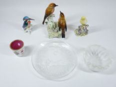 BRITISH & CONTINENTAL BIRD FIGURINES, cameo overlay, and moulded glassware, a quantity