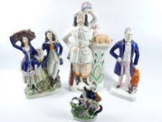 STAFFORDSHIRE FLATBACKS - Wellington, 34cms tall and three other flatbacks