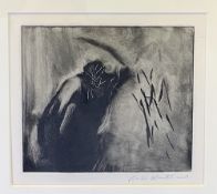 HARRY HOLLAND monotype print - entitled verso 'Stroke' on Martin Tinney Gallery label, 1987, signed,