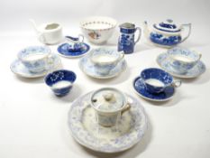 COPELAND SPODE & OTHER BLUE & WHITE TABLEWARE with a vintage feeder cup and an early lustre