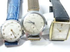 VERTEX REVUE STEEL GENT'S WRISTWATCH, a Blue Ancre 15 Rubis steel gent's wristwatch and a Services