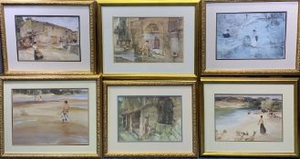 SIR WILLIAM RUSSELL FLINT prints (6) - typical scenes in six good gilt frames, similar sizes, 29 x