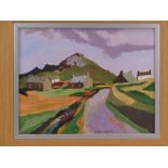 OWEN MEILIR gouache on board - Welsh village scene, titled 'Pen Llyn' verso, signed, 27 x 34.5cms