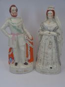 QUEEN OF ENGLAND/PRINCE OF WALES STAFFORDSHIRE FIGURINES, 44cms H