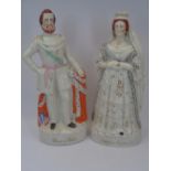 QUEEN OF ENGLAND/PRINCE OF WALES STAFFORDSHIRE FIGURINES, 44cms H