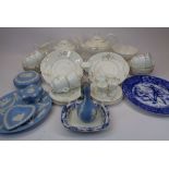 WEDGWOOD JASPERWARE, BLUE & WHITE WARE, VICTORIAN PART BREAKFAST SET - a mixed quantity