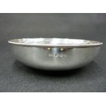A SILVER BOWL - circular plain with shallow pedestal and with a narrow studded rim, Sheffield