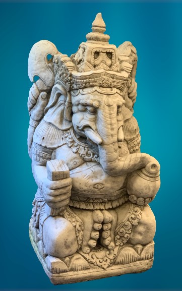 GARDEN STONEWARE - reconstituted statuary depicting Ganesh, 63cms H, 39cms W, 40cms D