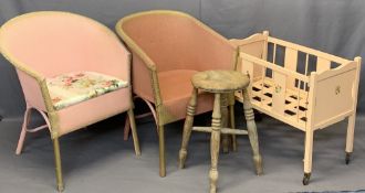 CATALOGUE CORRECTION - STOOL DOES NOT BELONG TO THIS LOT - LLOYD LOOM STYLE ARMCHAIRS (2),