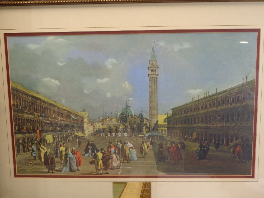 FRANCESCO GUARDI prints (3) - neatly presented Venetian scenes in good gilt frames, 44 x 63cms the - Image 3 of 7