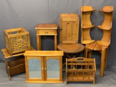 MODERN LIGHT WOOD FURNITURE ENSEMBLE, 10 PIECES - to include a yew wood single drawer hall table,