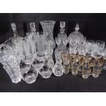 CUT GLASS & OTHER DECORATIVE VASES, DECANTERS & DRINKING GLASSWARE (within 3 boxes)