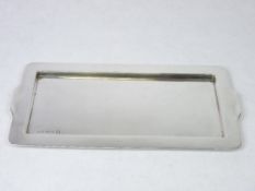 A PLAIN OBLONG SILVER DRINKS TRAY - Birmingham 1935, 14.5ozs, 33cms L, 16cms W