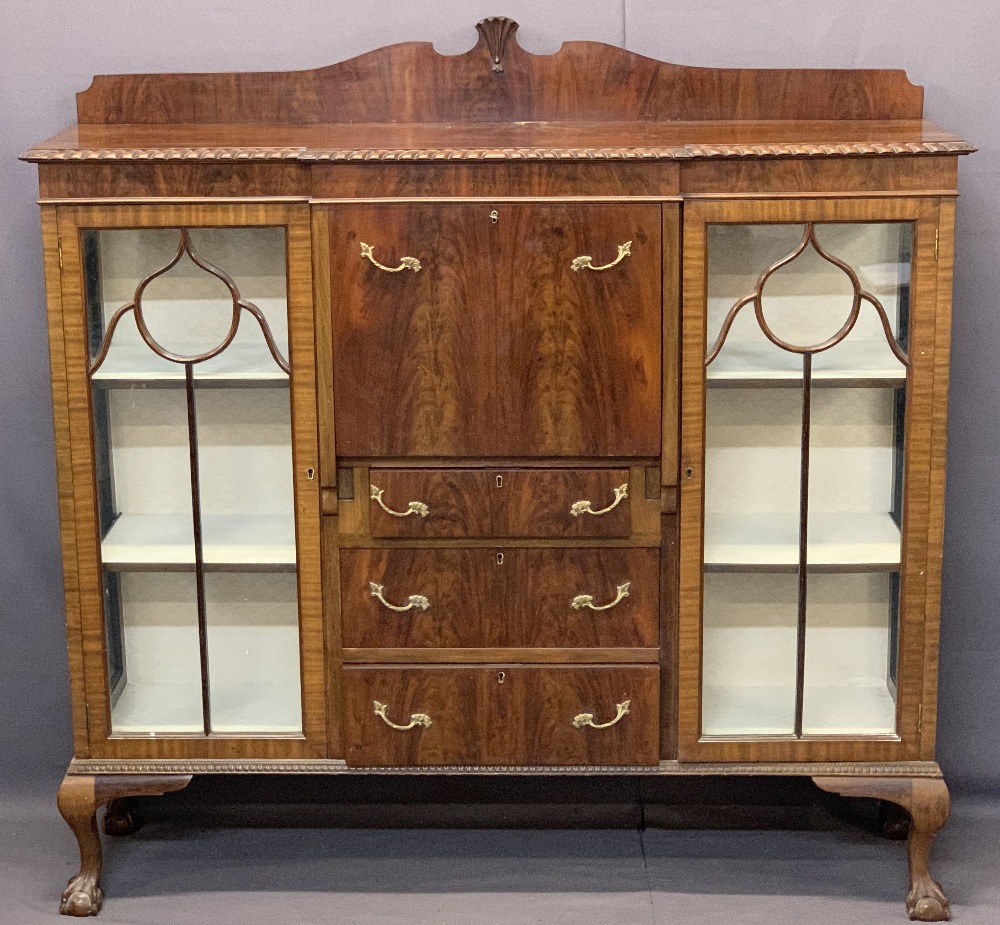 QUALITY MAHOGANY 'SIDE BY SIDE' CHINA DISPLAY CABINET - with central bureau and lower drawers, - Image 3 of 4