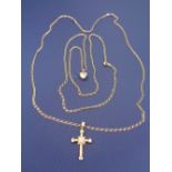 9CT GOLD OVAL LINK NECKLACES (2) - one with a 9ct gold cross set with tiny diamonds the other with