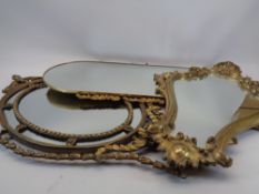 GILT FRAMED WALL MIRRORS (3) - 81 x 45cms the largest