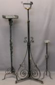 WROUGHT IRON LAMP/CANDLE STANDS (3) - 148, 124 and 74cm heights