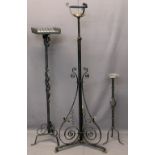WROUGHT IRON LAMP/CANDLE STANDS (3) - 148, 124 and 74cm heights