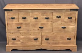 ULTRA MODERN LIGHT WOOD MULTI-DRAWER CHEST - six small, three central medium, two long on a plinth