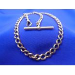 ANTIQUE 15CT GOLD ALBERT WATCH CHAIN/NECKLACE - T-bar and clip clasp, each of the main links T-bar