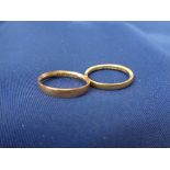 18 & 22CT GOLD WEDDING BANDS (2) - 1.4grms, size K and 2.8grms size mid M-N respectively