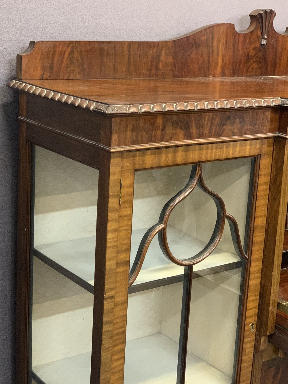 QUALITY MAHOGANY 'SIDE BY SIDE' CHINA DISPLAY CABINET - with central bureau and lower drawers, - Image 2 of 4