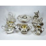 THREE PIECE EPBM TEASET with a quantity of EPNS ware