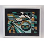 SHAN ECCLES (Emerging Deganwy Artist) - Geometric Abstract, greens, browns and blacks with