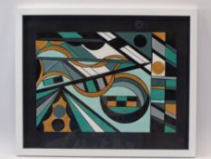 SHAN ECCLES (Emerging Deganwy Artist) - Geometric Abstract, greens, browns and blacks with