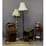 REPRODUCTION FURNITURE PARCEL, 8 ITEMS - including a brass fire fender, onyx effect and brass