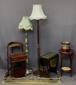 REPRODUCTION FURNITURE PARCEL, 8 ITEMS - including a brass fire fender, onyx effect and brass