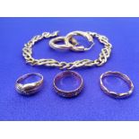 9CT GOLD JEWELLERY, 5 ITEMS - a pair of roped twist style earrings, continental crossover link