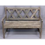 GARDEN BENCH - wooden with lattice effect back, 90cms H, 119cms W, 60cms D