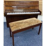 B SQUIRE MAHOGANY CASED PIANO - supplied by Crane & Sons Ltd and an upholstered top duet piano