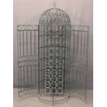 STYLISH DOME TOP WROUGHT IRON WINE RACK WITH DOUBLE DOORS, 147cms overall H, 48cms approx diameter