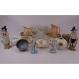 POTTERY JUGS, BOWLS, VASES & FIGURINES ETC - a mixed quantity including Crown Devon, Fieldings,