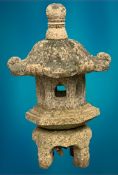 GARDEN STONEWARE - reconstituted ornamental pagoda, five section, 65cms H