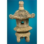 GARDEN STONEWARE - reconstituted ornamental pagoda, five section, 65cms H