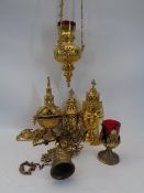 EASTERN TYPE ECCLESIASTICAL INCENSE BURNING BRASSWARE - a mixed selection