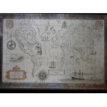 JOHN PINCHES 'THE ROYAL GEOGRAPHICAL SOCIETY SILVER MAP' - London 1977, framed etched map of the