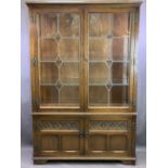 OLD CHARM TWO DOOR DISPLAY CABINET - with leaded glazed panels and a two door base cupboard,